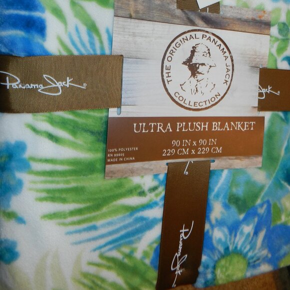 Panama Jack Tropical Floral Print Ultra Plush Throw Blanket 90" x90"📦⌚🏃🏻💨⚡🚚 - Picture 3 of 16